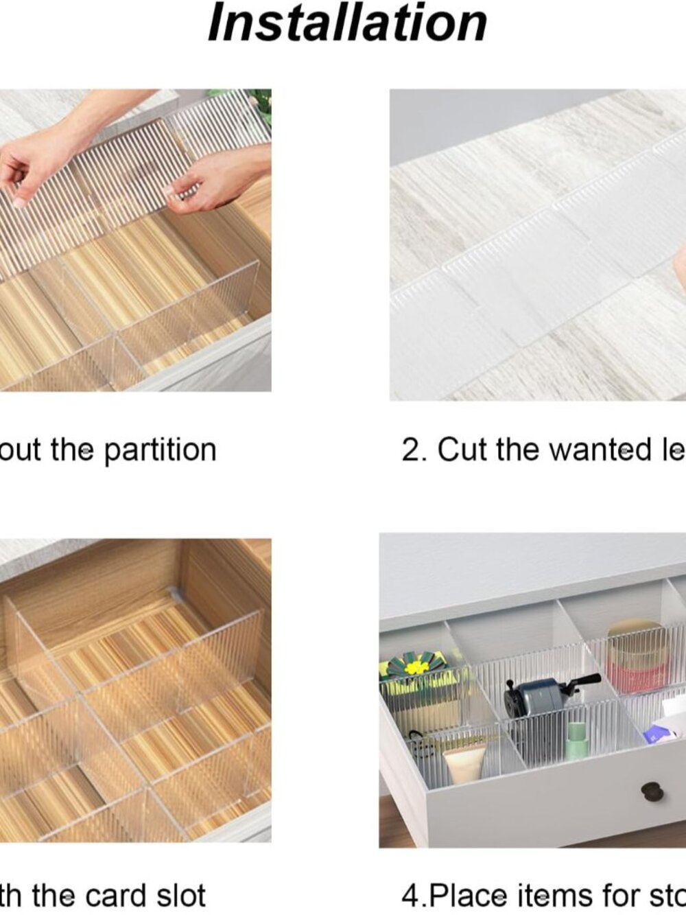 8pcs Adjustable Grid Drawer Dividers DIY Plastic Closet Separator Tidy Organizer - Picture 4 of 6